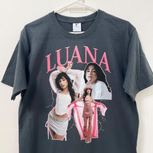 a grey t-shirt with images on it LUANA