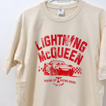 a white t-shirt with red text on it - MCQUEEN-CARS