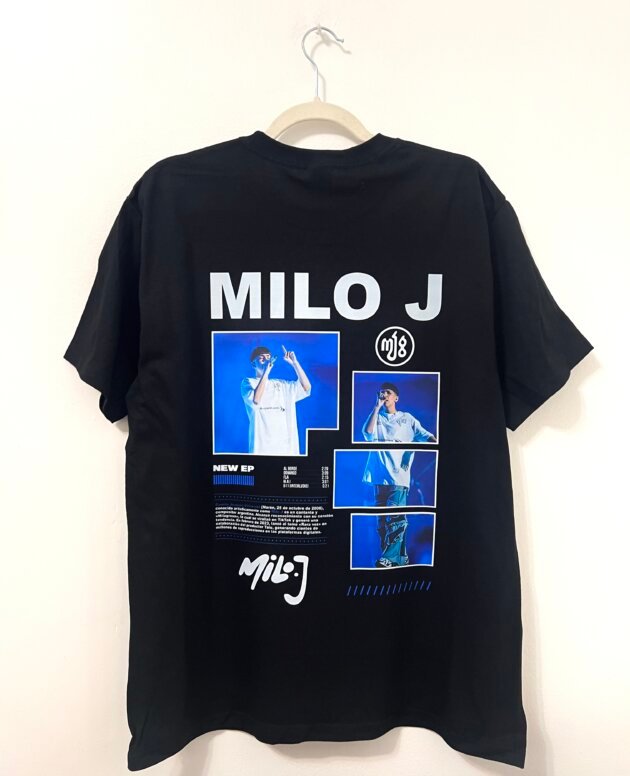 Remera Milo J Diseño Cuadrado | Fan Merch Urbana Unisex negra